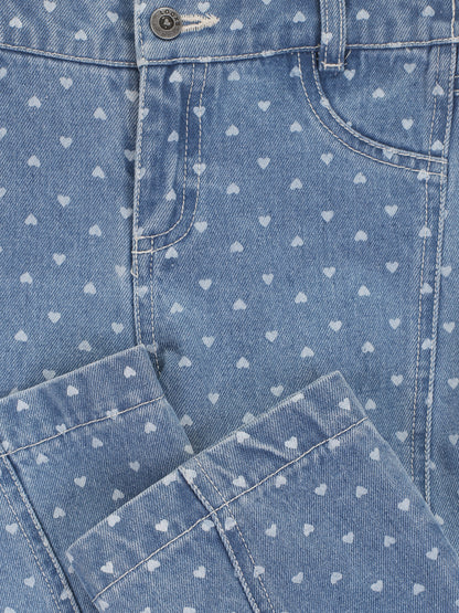 || LOOXS || Wideleg light denim met hartjes