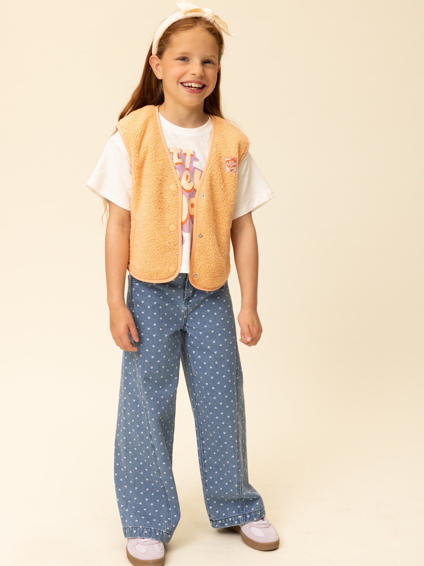 || LOOXS || Wideleg light denim met hartjes