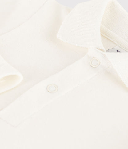 || Petit Bateau || Basis polo romper met lange mouwen - Wit