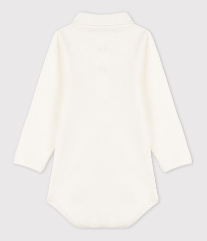 || Petit Bateau || Basis polo romper met lange mouwen - Wit