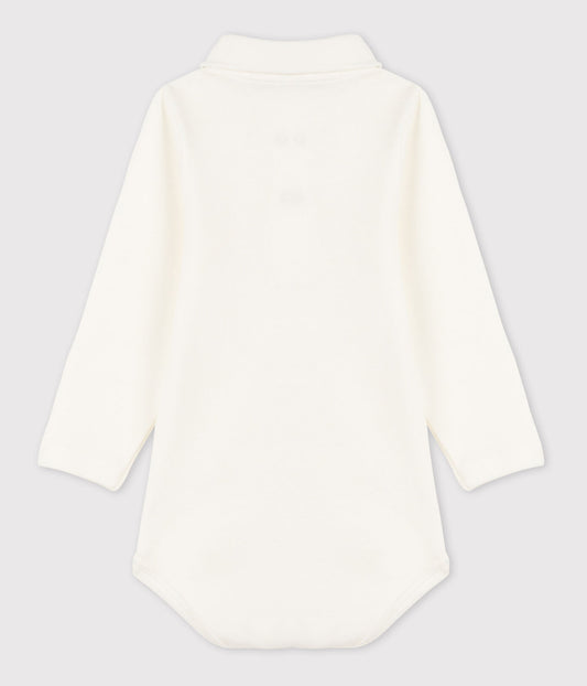 || Petit Bateau || Basis polo romper met lange mouwen - Wit