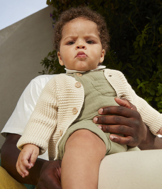 || Petit Bateau || Basis gebreid vest met knopen - Beige