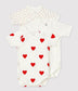 || Petit Bateau || Basis set overslagromper korte mouwen - Hartjes