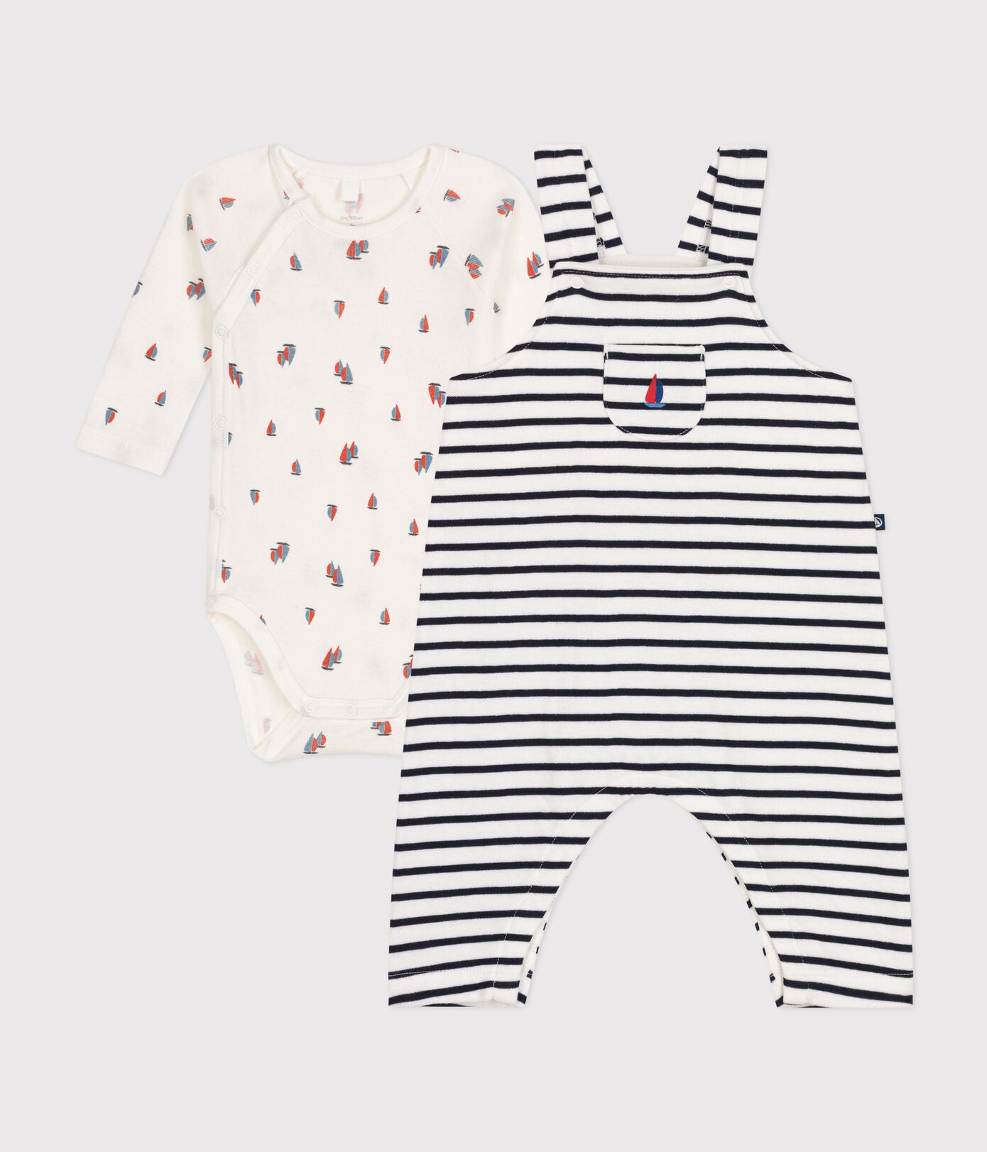 || Petit Bateau || Gestreepte tuinbroek met rompertje