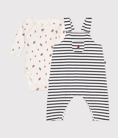 || Petit Bateau || Gestreepte tuinbroek met rompertje
