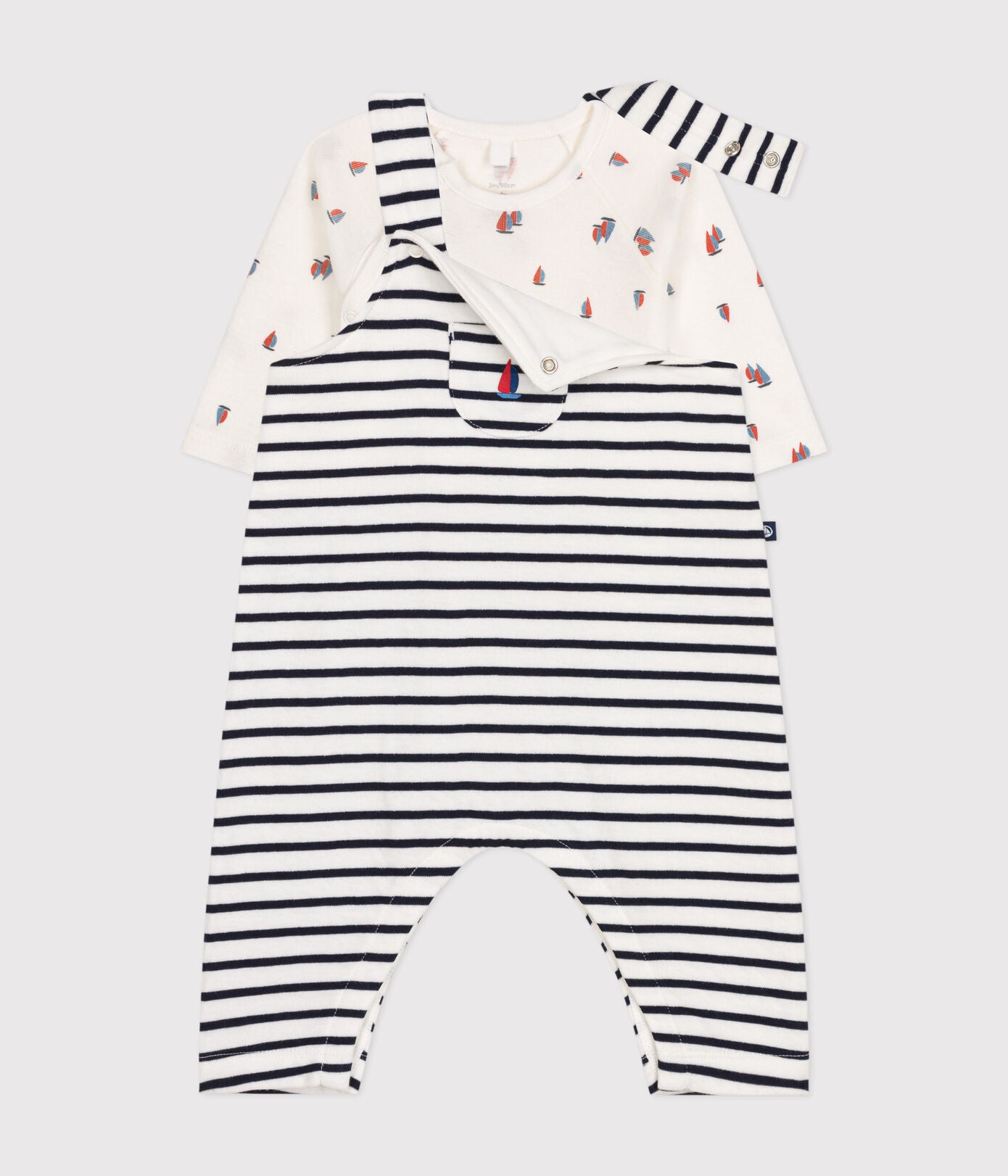 || Petit Bateau || Gestreepte tuinbroek met rompertje