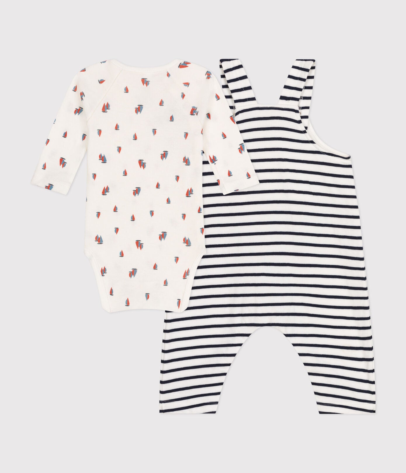 || Petit Bateau || Gestreepte tuinbroek met rompertje