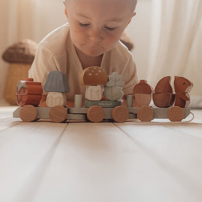 || Little Dutch || Houten blokkentrein met eekhoorn - Forest Friends