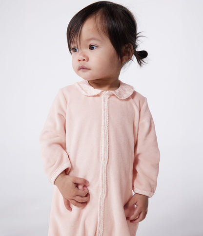 || Petit Bateau || Fluwelen boxpak met kraagje en bloemetjes