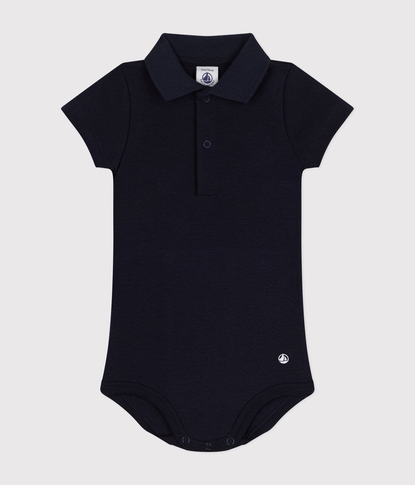 || Petit Bateau || Basis polo romper met korte mouwen - Blauw