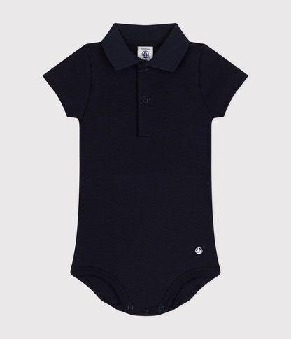 || Petit Bateau || Basis polo romper met korte mouwen - Blauw