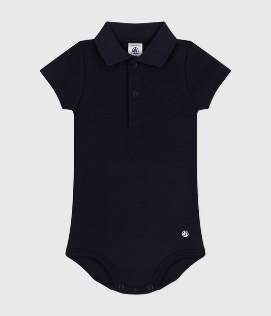 || Petit Bateau || Basis polo romper met korte mouwen - Blauw