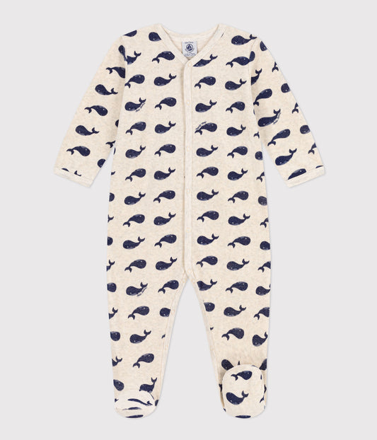 || Petit Bateau || Basis fluwelen boxpak met walvissen