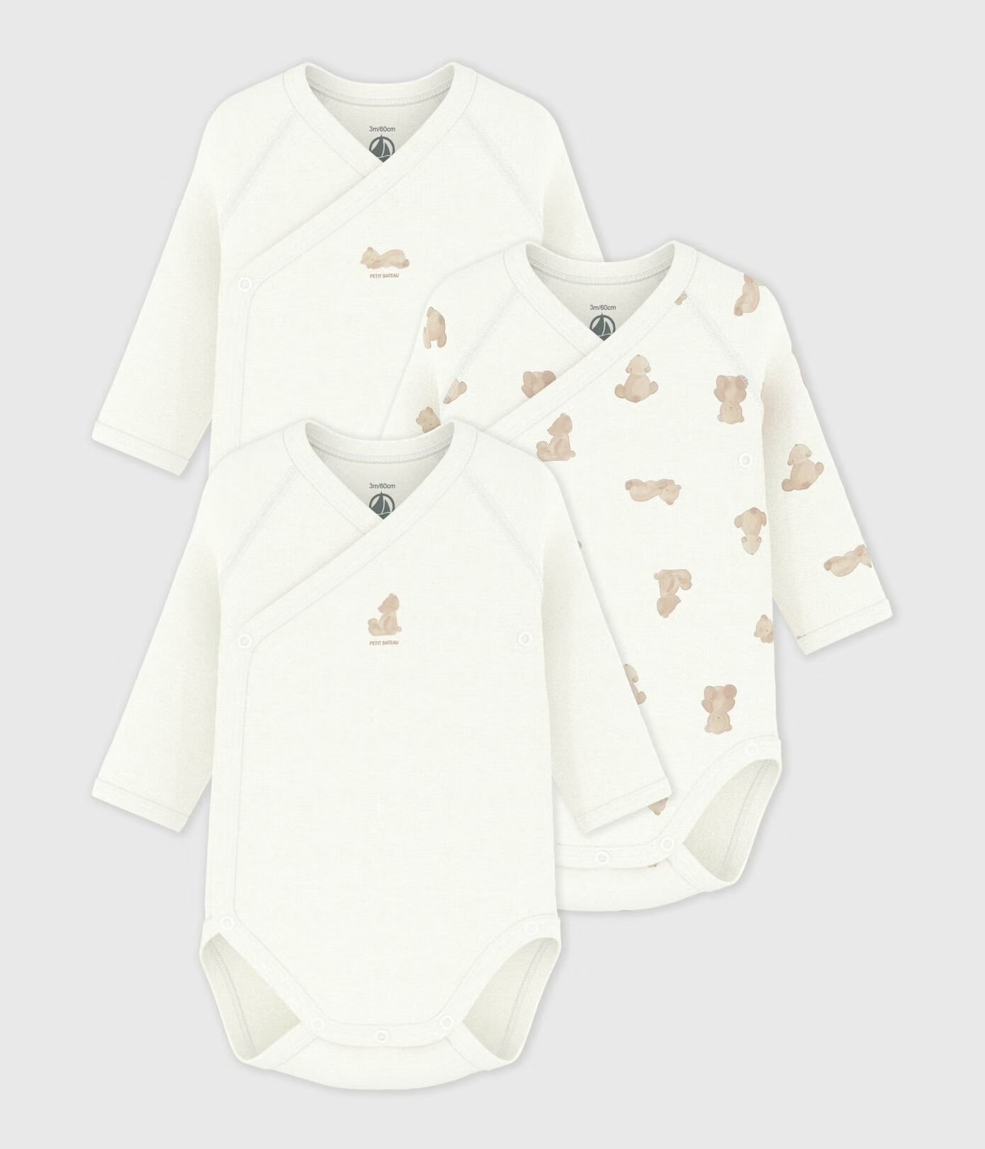 || Petit Bateau || Basis set overslagromper lange mouwen - Beren