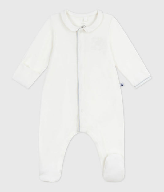 || Petit Bateau || Fluwelen boxpak met voetjes - Wit