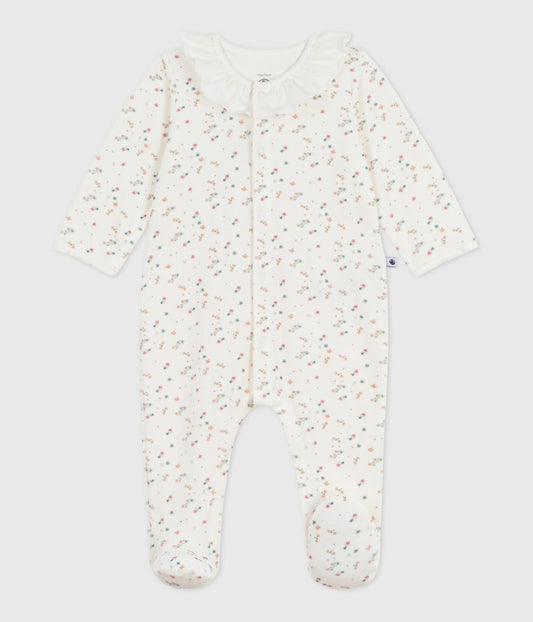 || Petit Bateau || Fluwelen boxpak met voetjes - Bloemetjes