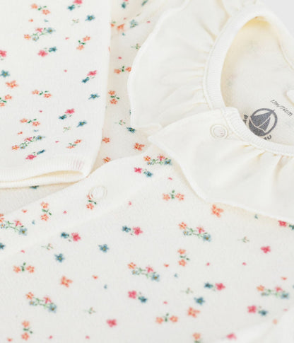 || Petit Bateau || Fluwelen boxpak met voetjes - Bloemetjes