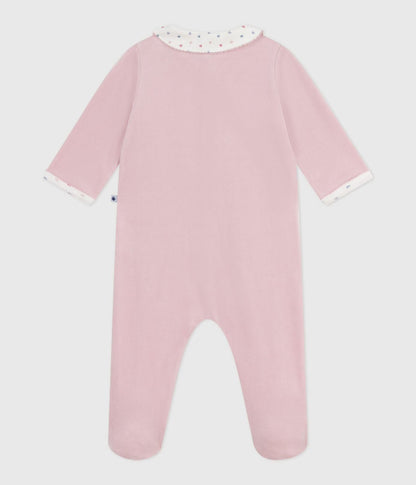 || Petit Bateau || Fluwelen boxpak met voetjes en kraagje - Hartjes