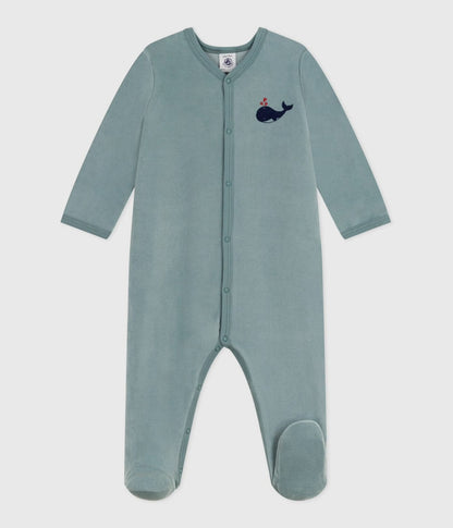 || Petit Bateau || Fluwelen boxpak met voetjes - Groen