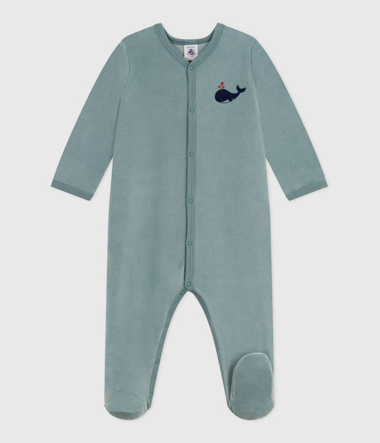 || Petit Bateau || Fluwelen boxpak met voetjes - Groen