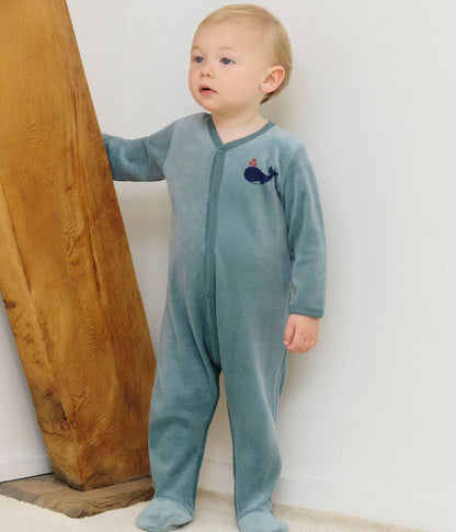 || Petit Bateau || Fluwelen boxpak met voetjes - Groen