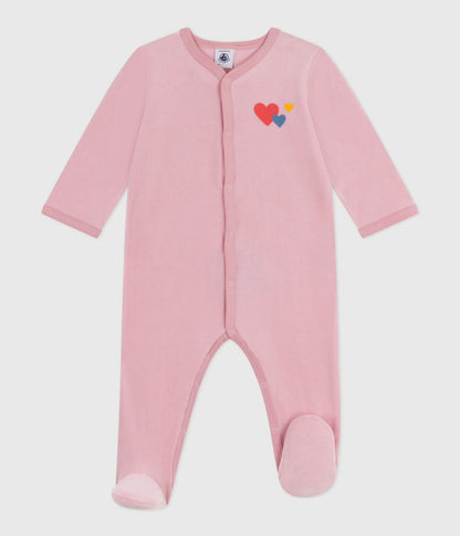 || Petit Bateau || Fluwelen boxpak met voetjes - Roze