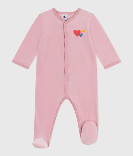 || Petit Bateau || Fluwelen boxpak met voetjes - Roze