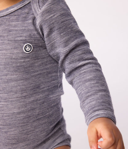 || Petit Bateau || Wollen basis romper - Gestreept