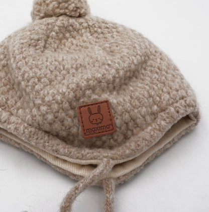 || Maximo || Muts met pompon en jersey voering - Bruin