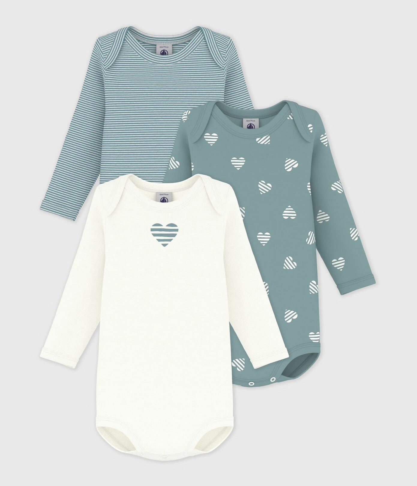 || Petit Bateau || Set romper lange mouwen -Harten groen