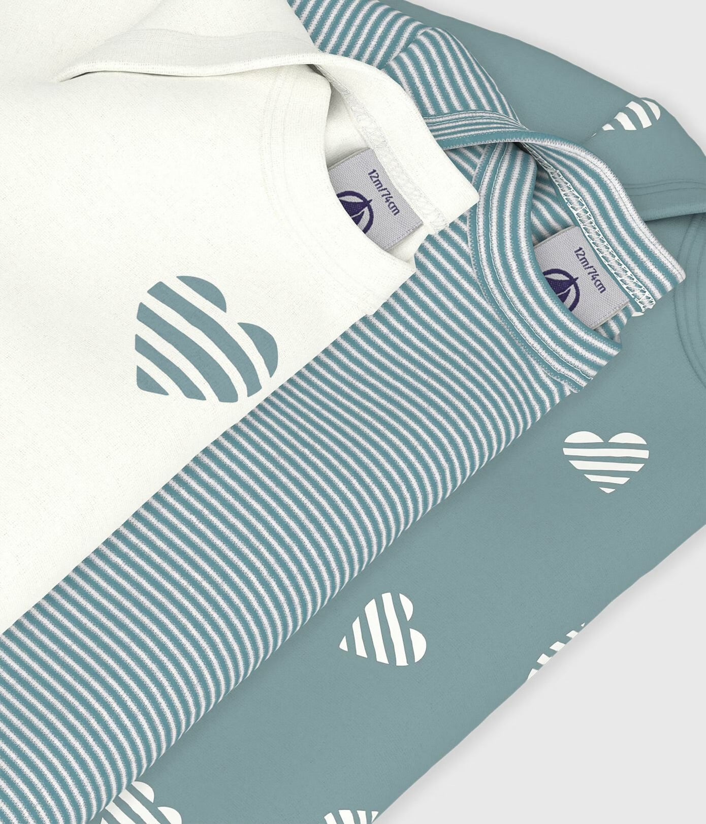 || Petit Bateau || Set romper lange mouwen -Harten groen