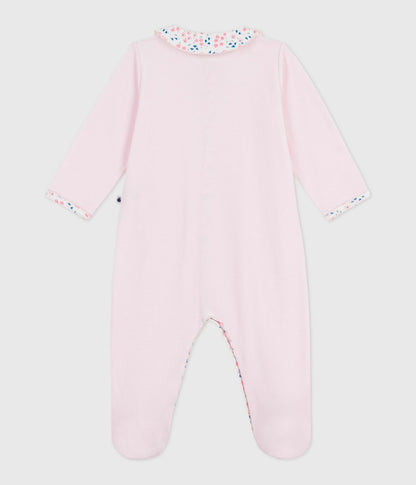 || Petit Bateau || Fluwelen boxpak met kraagje en voetjes - Bloemen