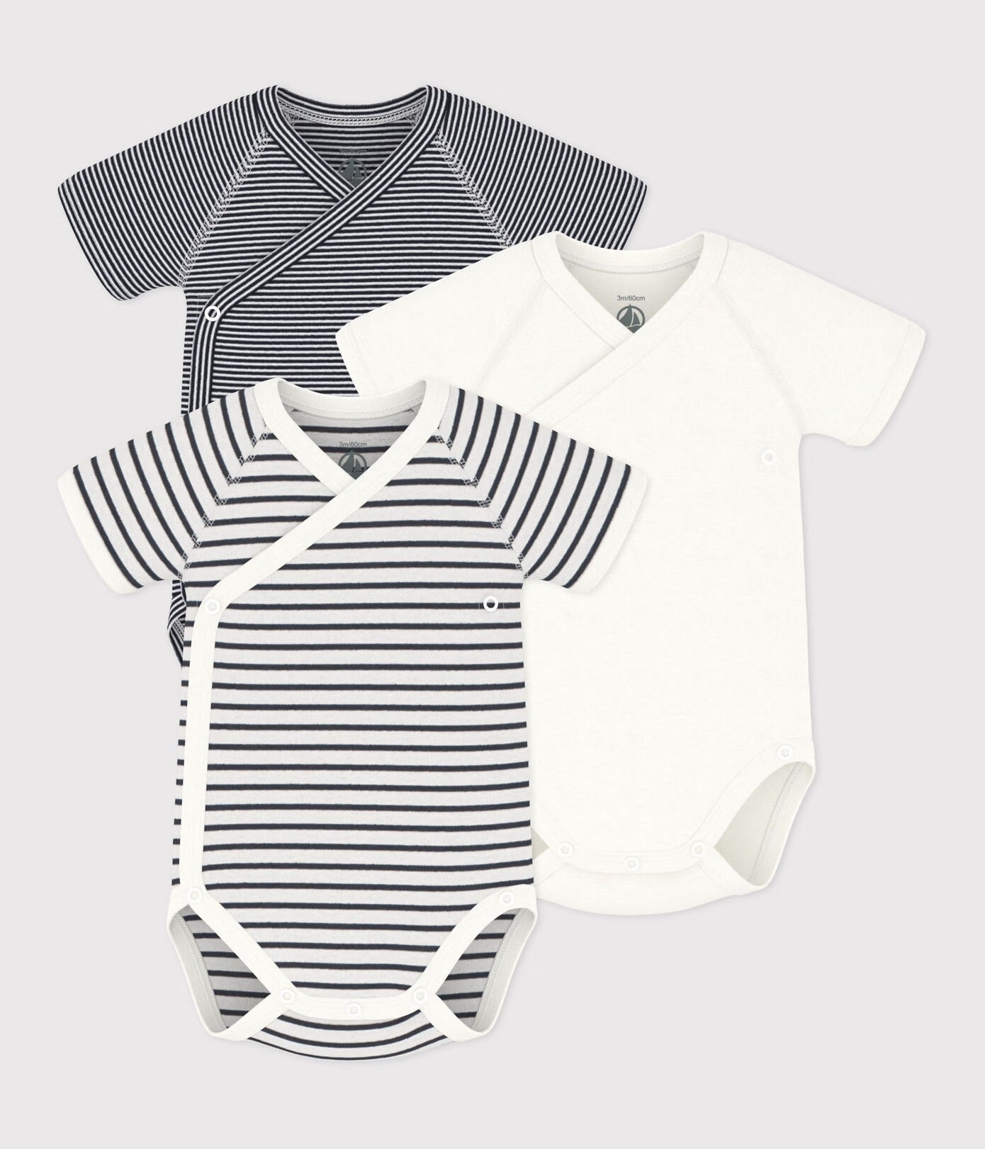|| Petit Bateau || Basis set overslagromper korte mouwen - Gestreept