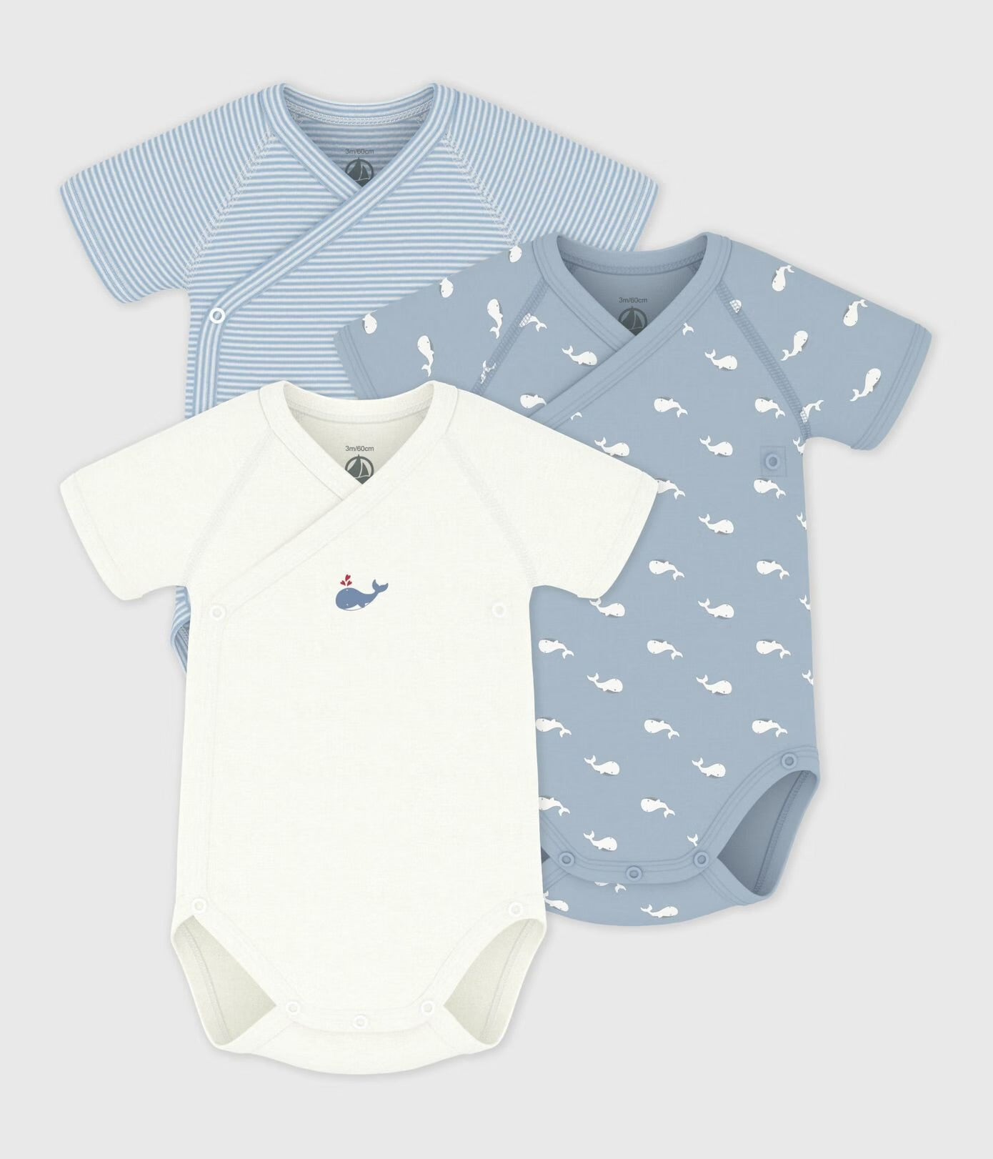 || Petit Bateau || Set overslagromper korte mouwen - Walvisjes