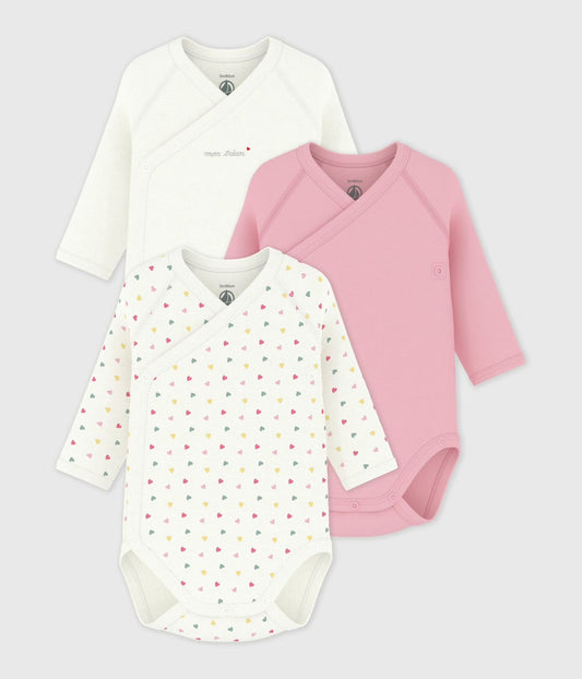 || Petit Bateau || Set overslagromper lange mouwen - Gekleurde hartjes