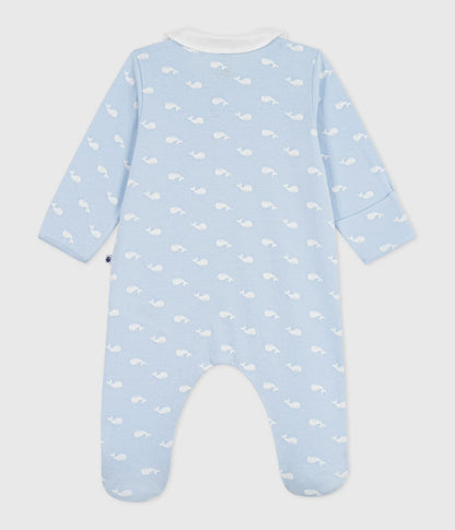 || Petit Bateau || Katoenen boxpak met kraagje en voetjes - Walvisjes