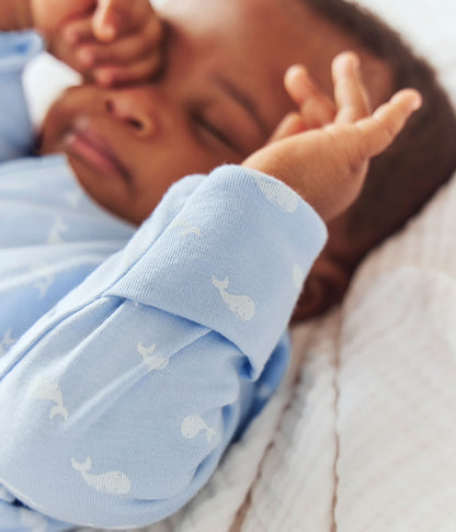 || Petit Bateau || Katoenen boxpak met kraagje en voetjes - Walvisjes