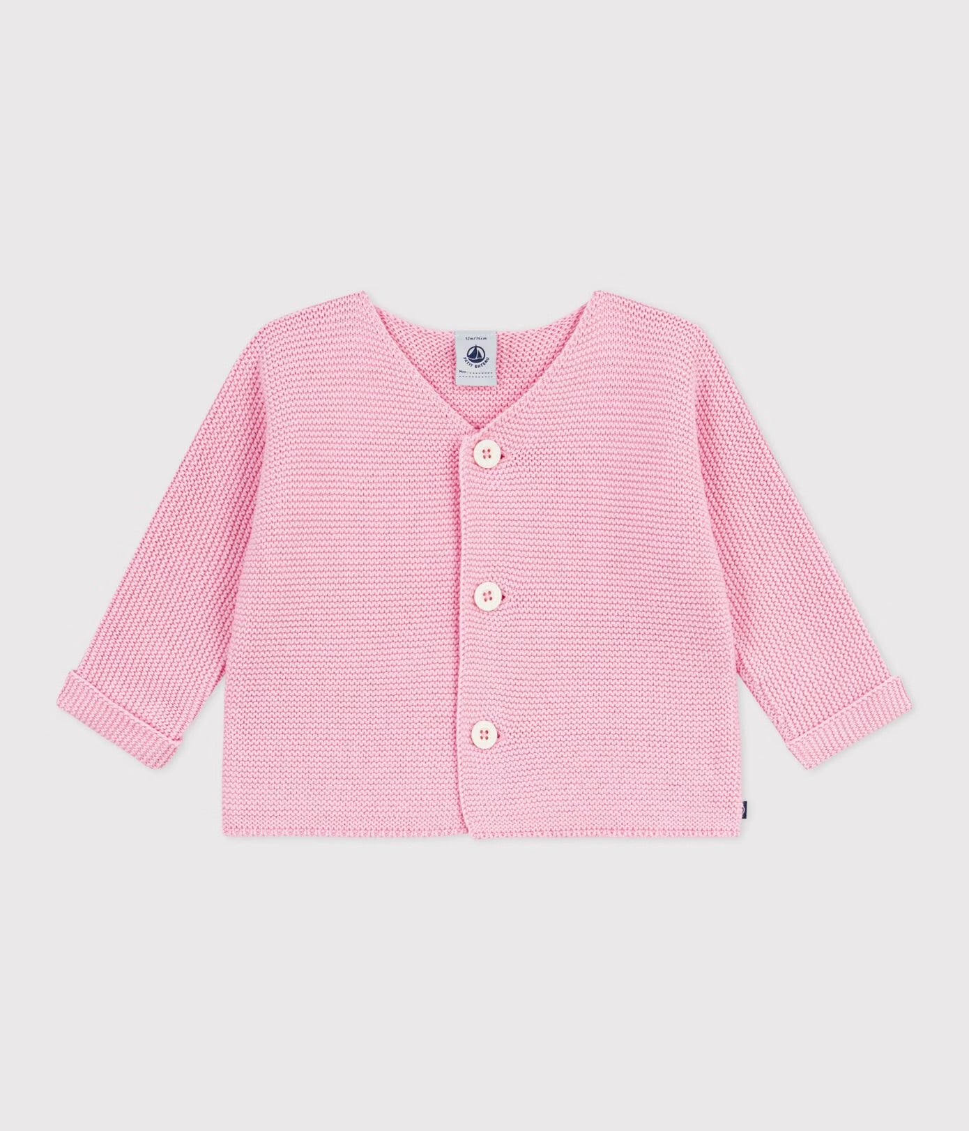 || Petit Bateau || Basis gebreid vest met knopen - Roze