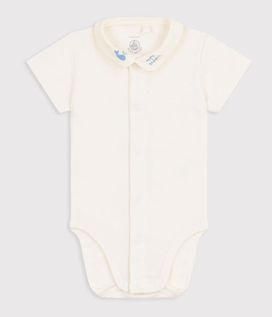 || Petit Bateau || Babyromper korte mouw met kraagje - Walvis