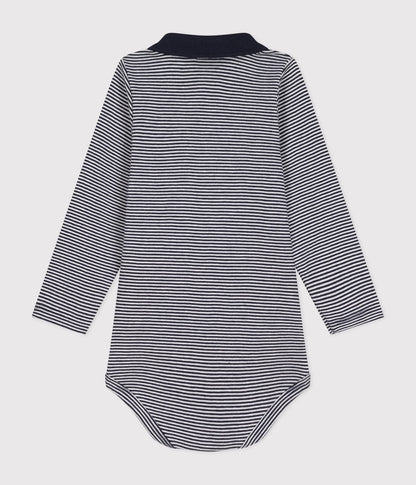 || Petit Bateau || Basis polo romper met lange mouwen - Gestreept