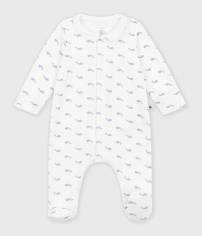 || Petit Bateau || Velours boxpak met voetjes en kraagje - Walvisjes