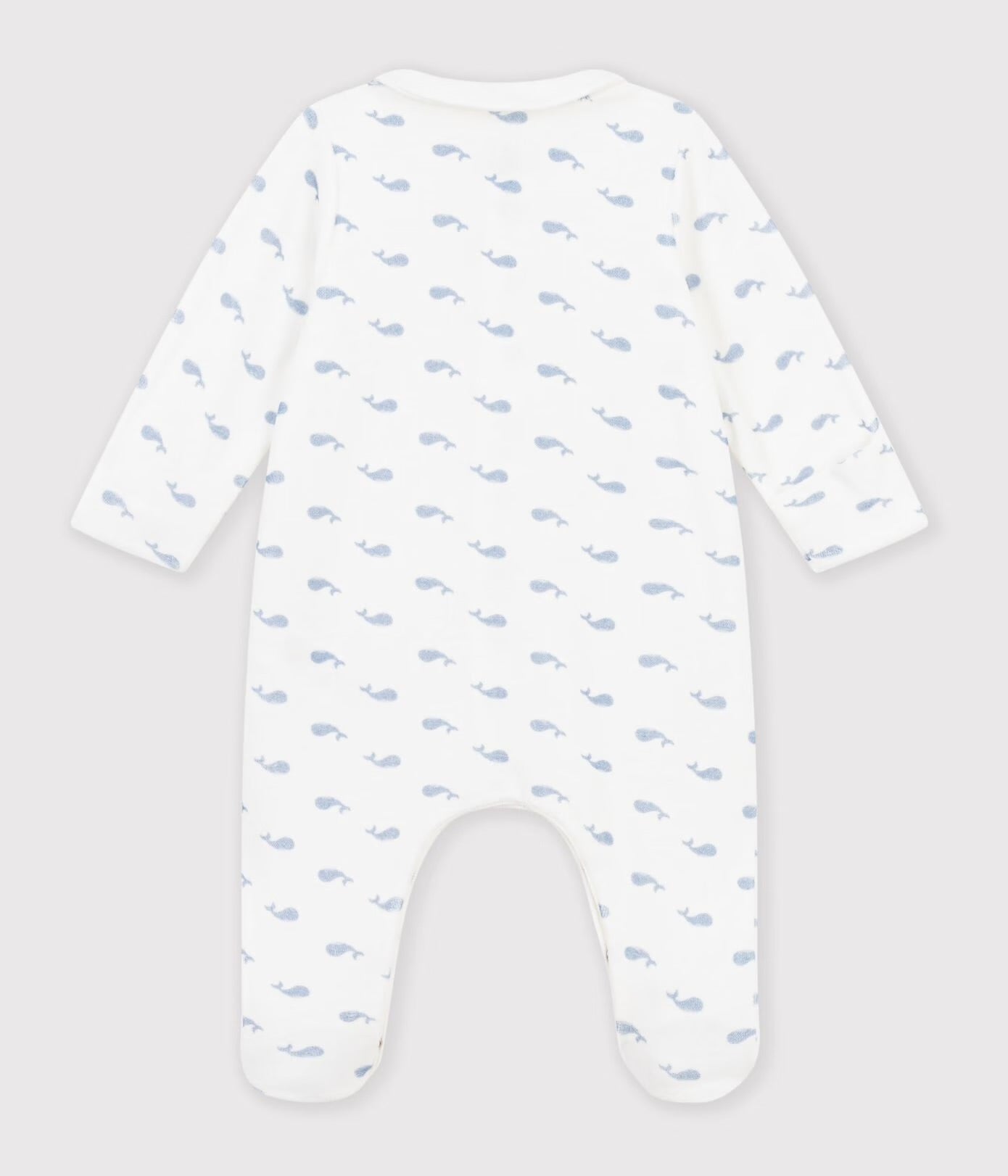 || Petit Bateau || Velours boxpak met voetjes en kraagje - Walvisjes