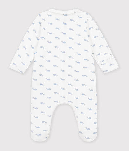 || Petit Bateau || Velours boxpak met voetjes en kraagje - Walvisjes