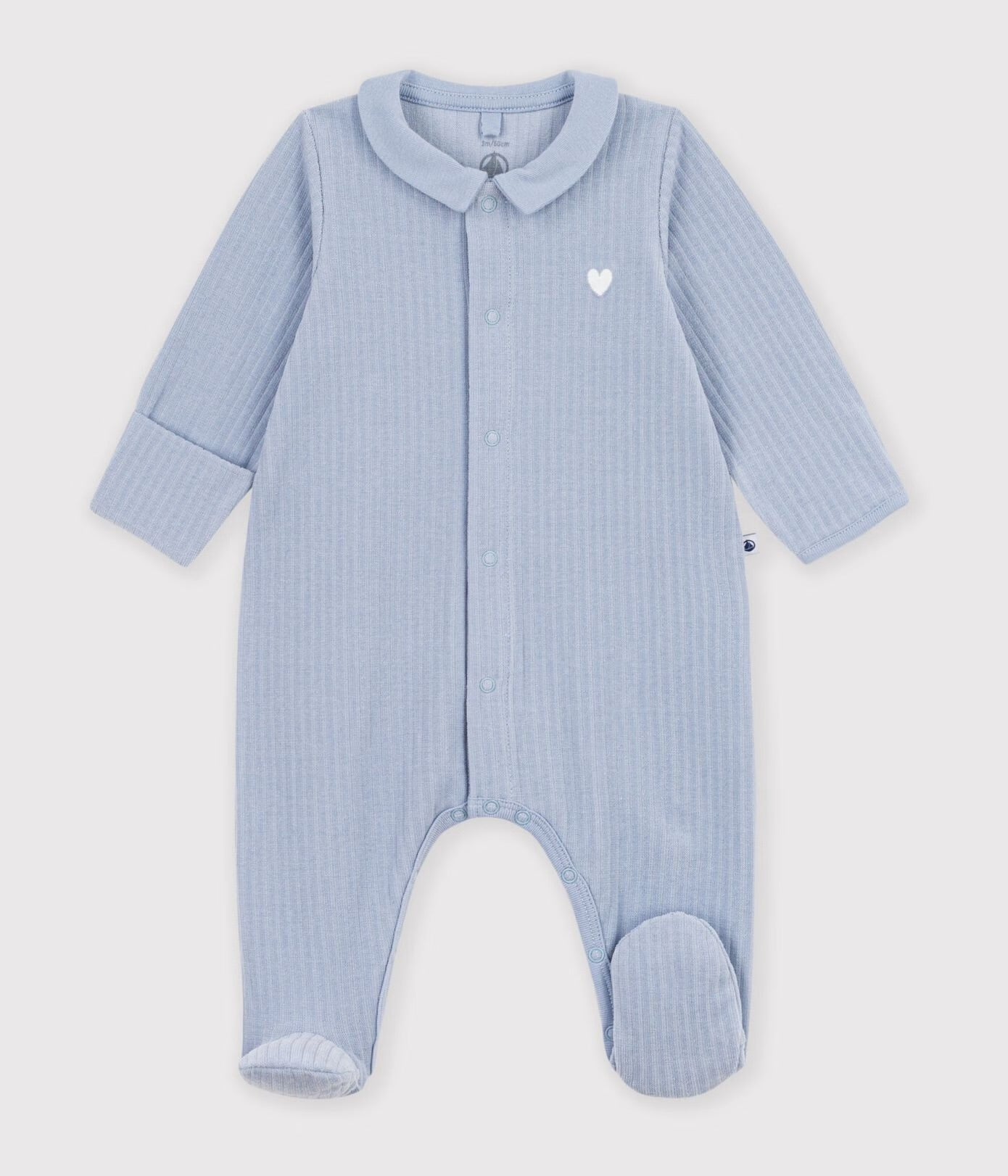 || Petit Bateau || Velours boxpak met voetjes en kraagje - Blauw