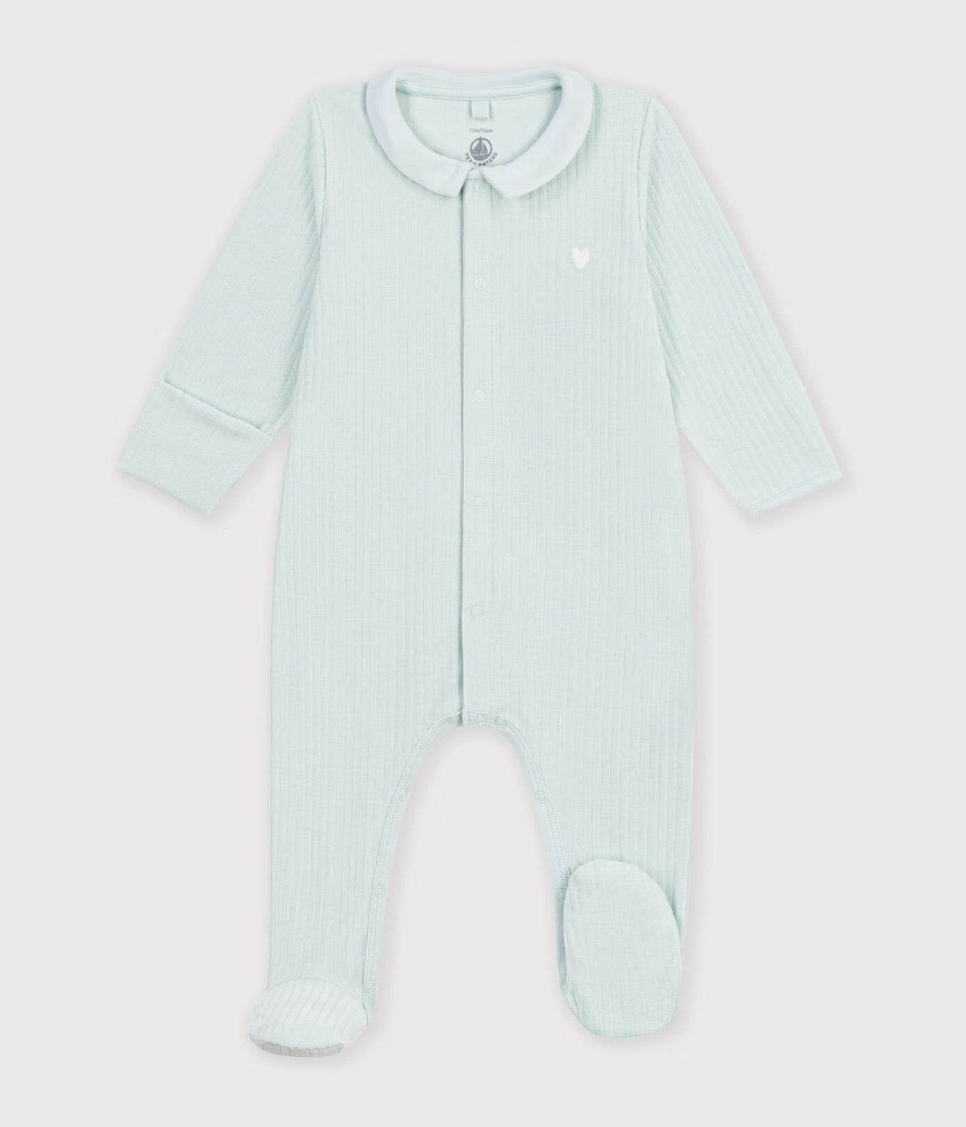 || Petit Bateau || Velours boxpak met voetjes en kraagje - Groen