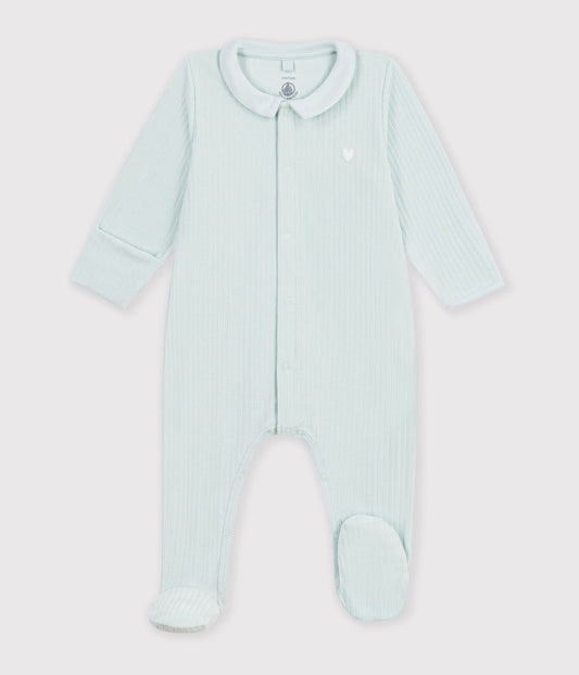 || Petit Bateau || Velours boxpak met voetjes en kraagje - Groen