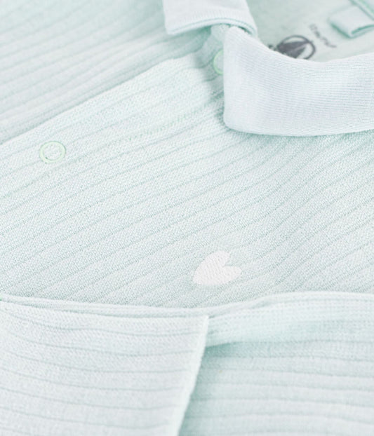 || Petit Bateau || Velours boxpak met voetjes en kraagje - Groen