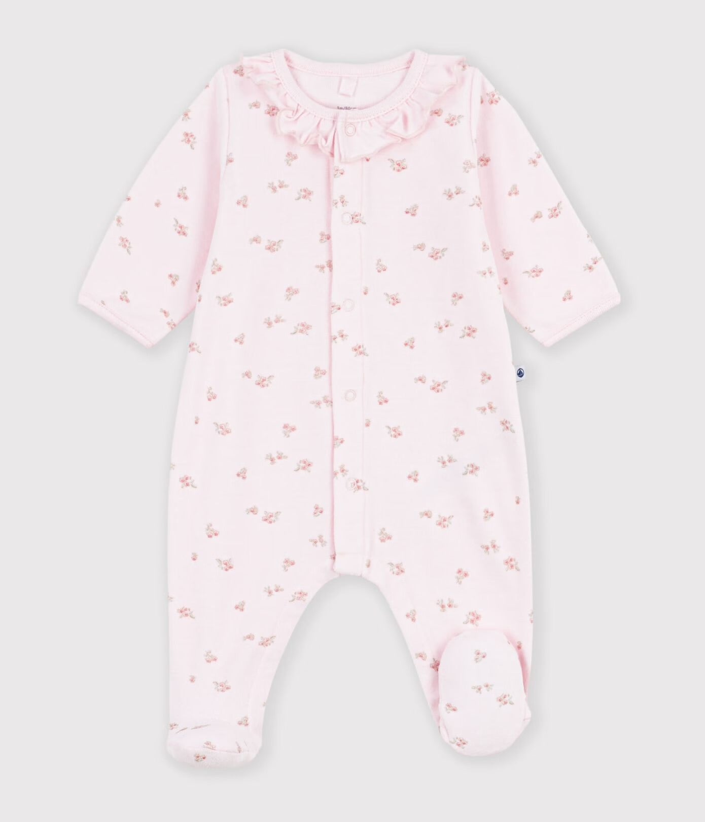 || Petit Bateau || Fluwelen boxpak met voetjes en kraagje - Bloemetjes