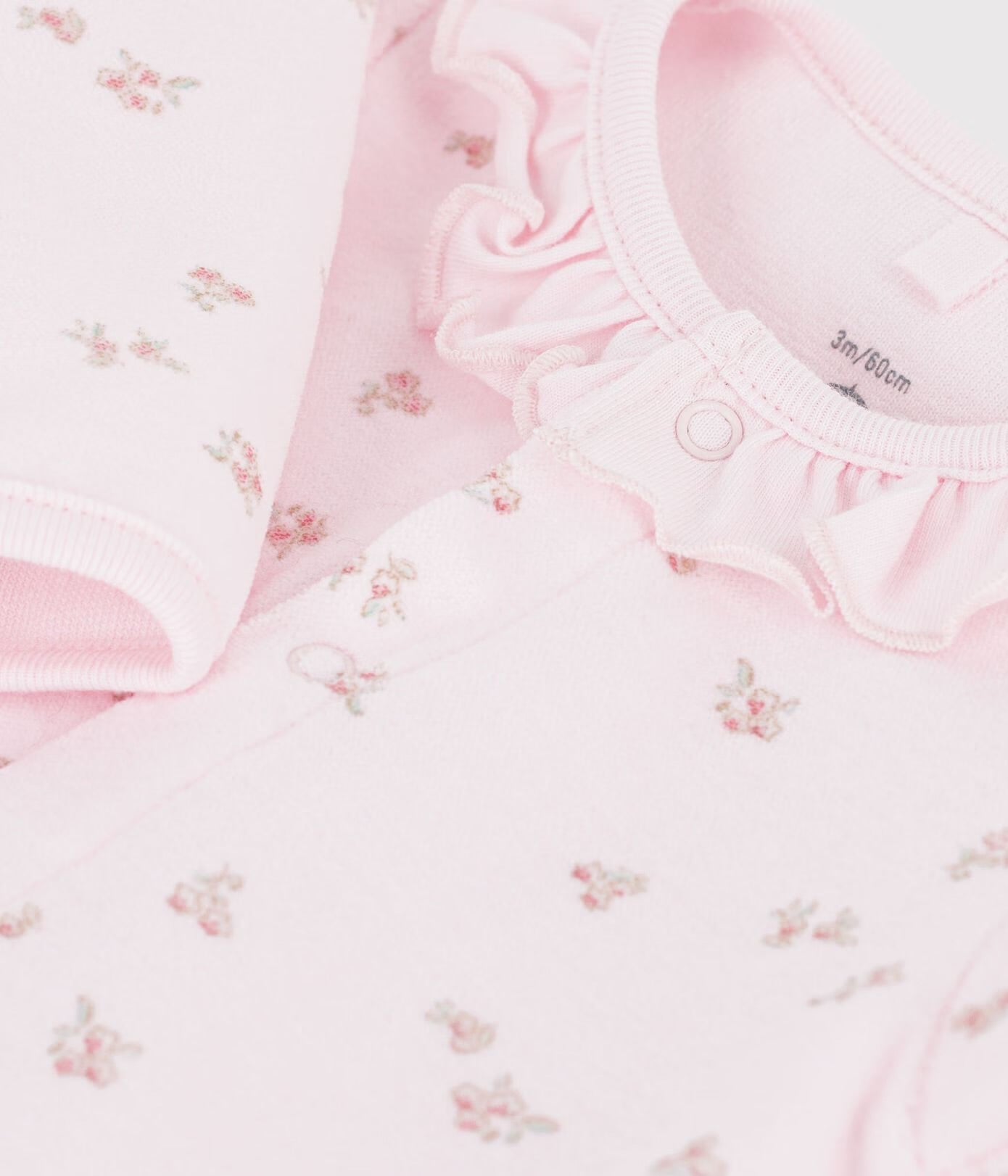 || Petit Bateau || Fluwelen boxpak met voetjes en kraagje - Bloemetjes