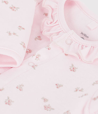 || Petit Bateau || Fluwelen boxpak met voetjes en kraagje - Bloemetjes